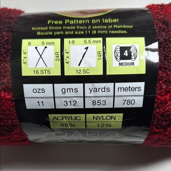 Rainbow Boucle Yarn in Red and Black #344 - Picture 3 of 4